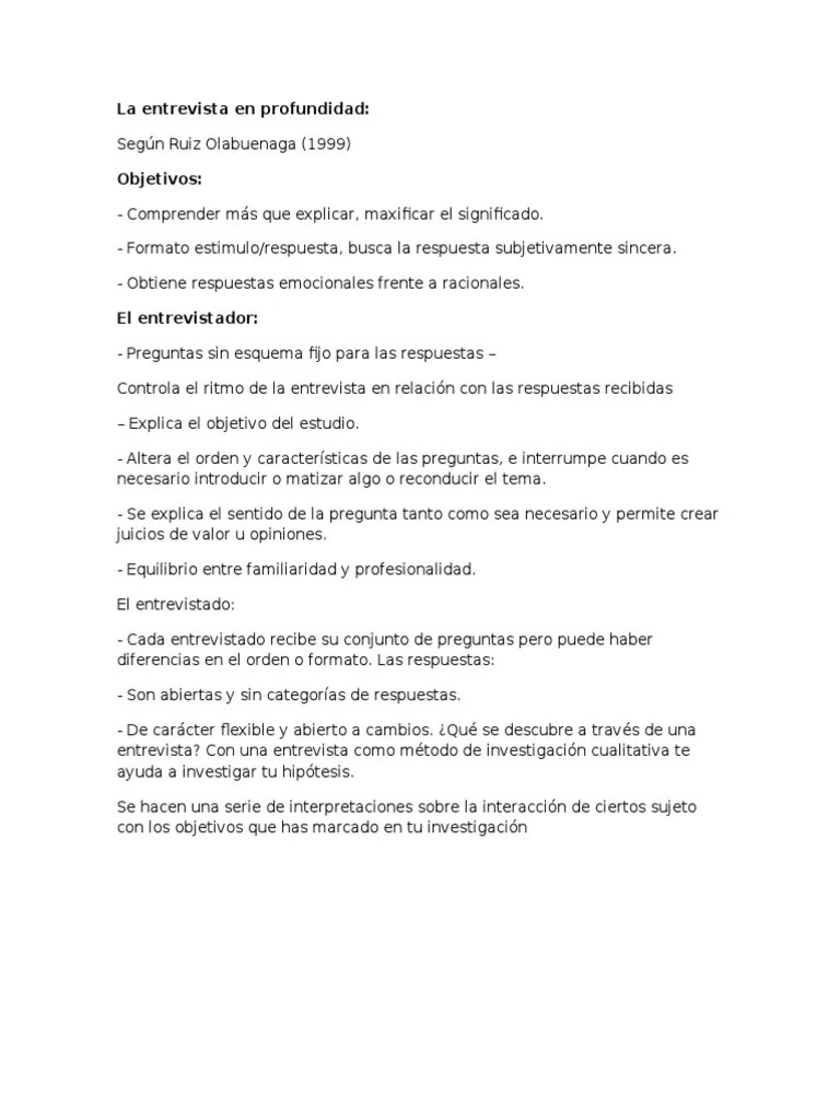 La entrevista en profundidad Cuestionario Investigación cualitativa