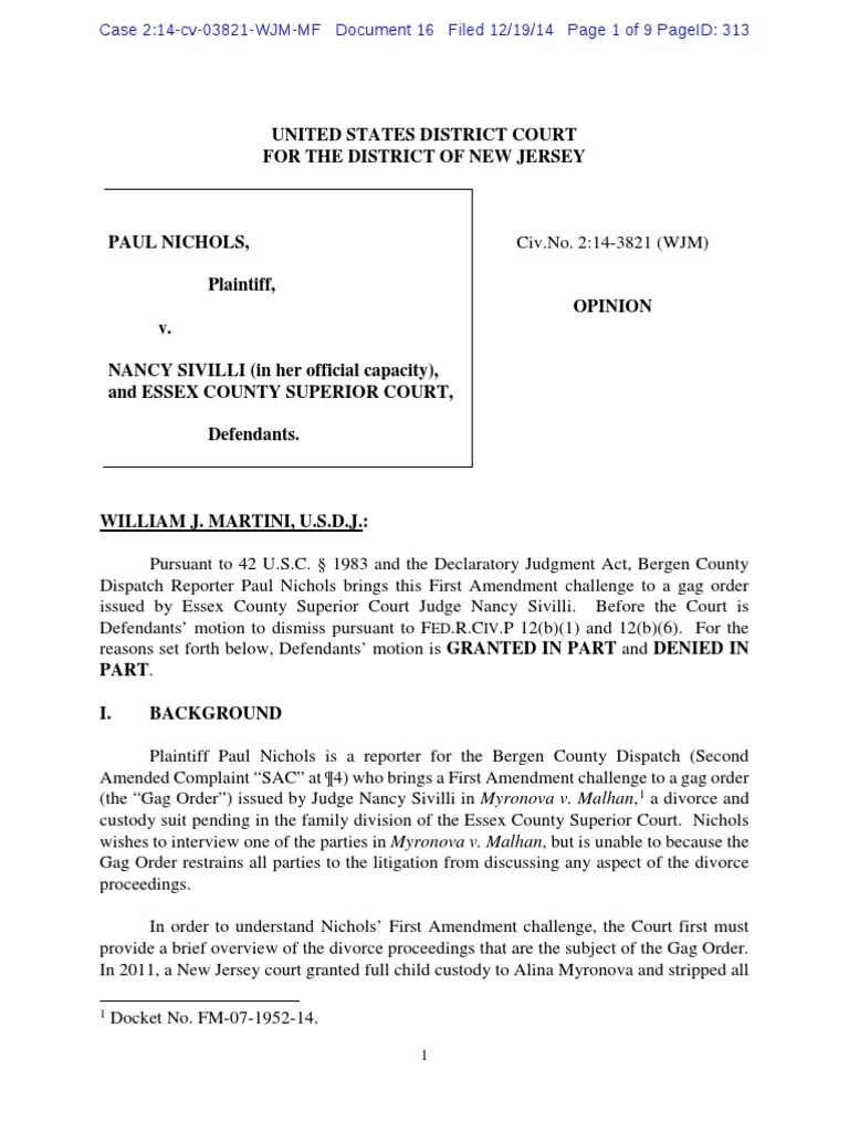 Gag Order Racketeering Federal Rules Of Civil Procedure Prior