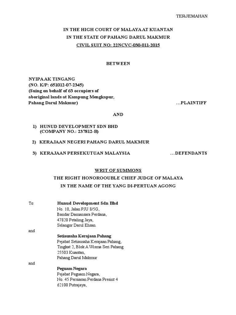 difference between originating summons and writ malaysia