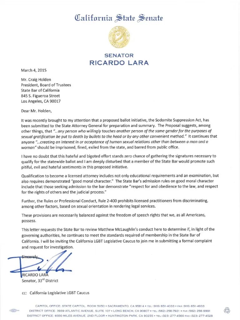 Letter to California Bar 030415