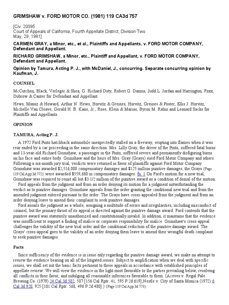 Grimshaw v. Ford Motor Co PDF Discovery (Law) Witness