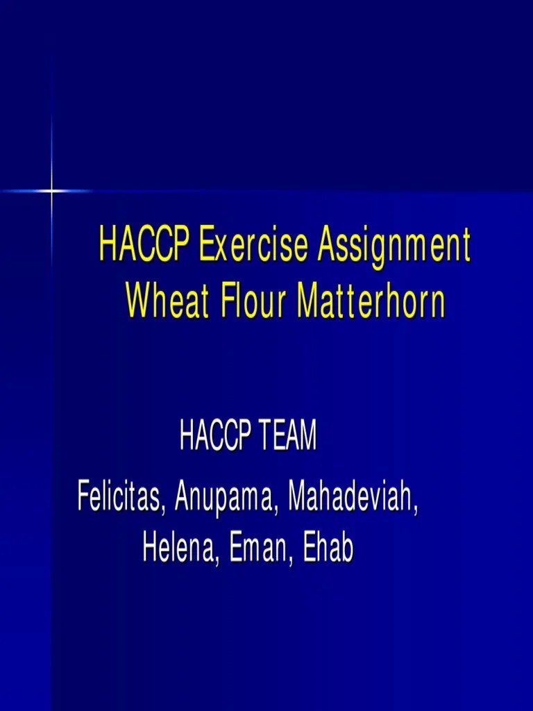 HACCP Exercise Assignment1 | PDF | Flour | Wheat