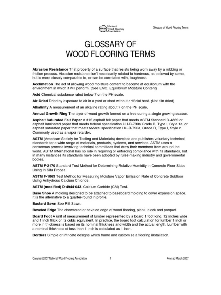 Glossary Wood Flooring Terms PDF Wood Flooring