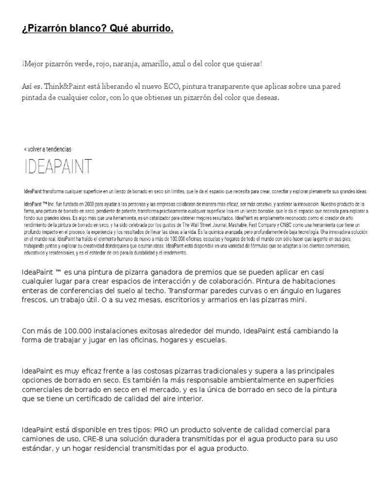 Idea Paint PDF Pinturas Color