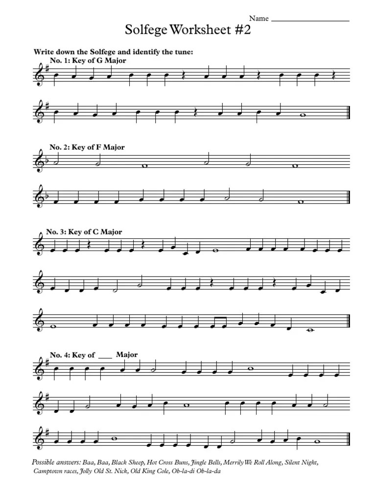 Solfege Worksheet 2