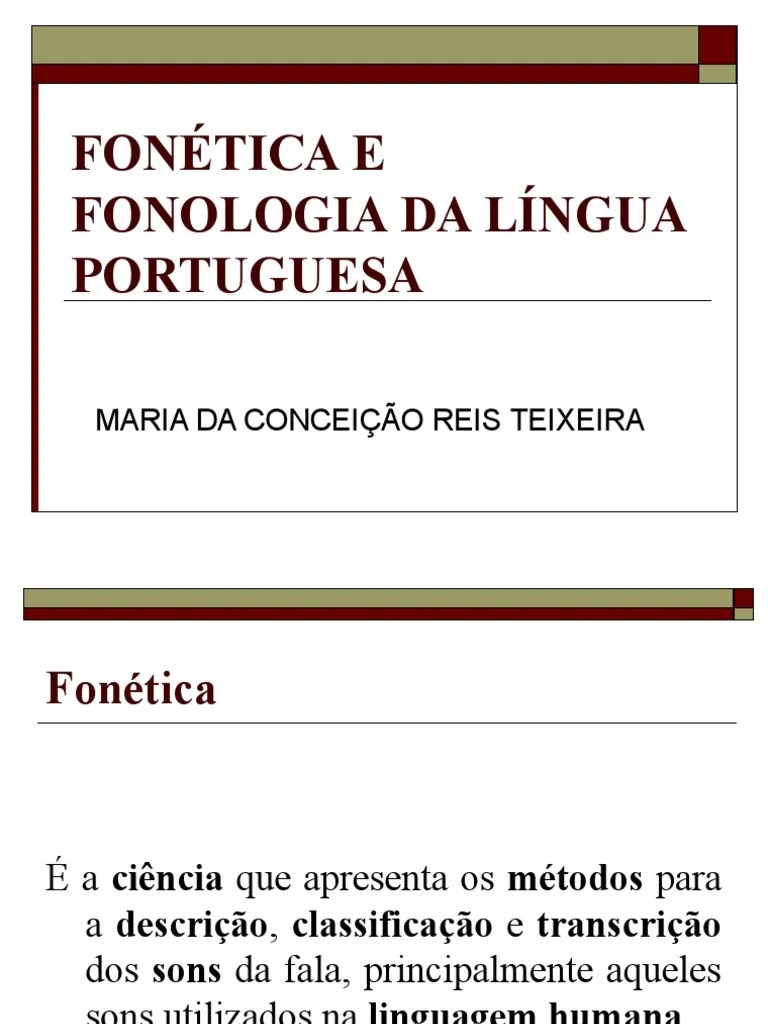 Fonética e Fonologia Da Língua Portuguesa Vogal Fonema
