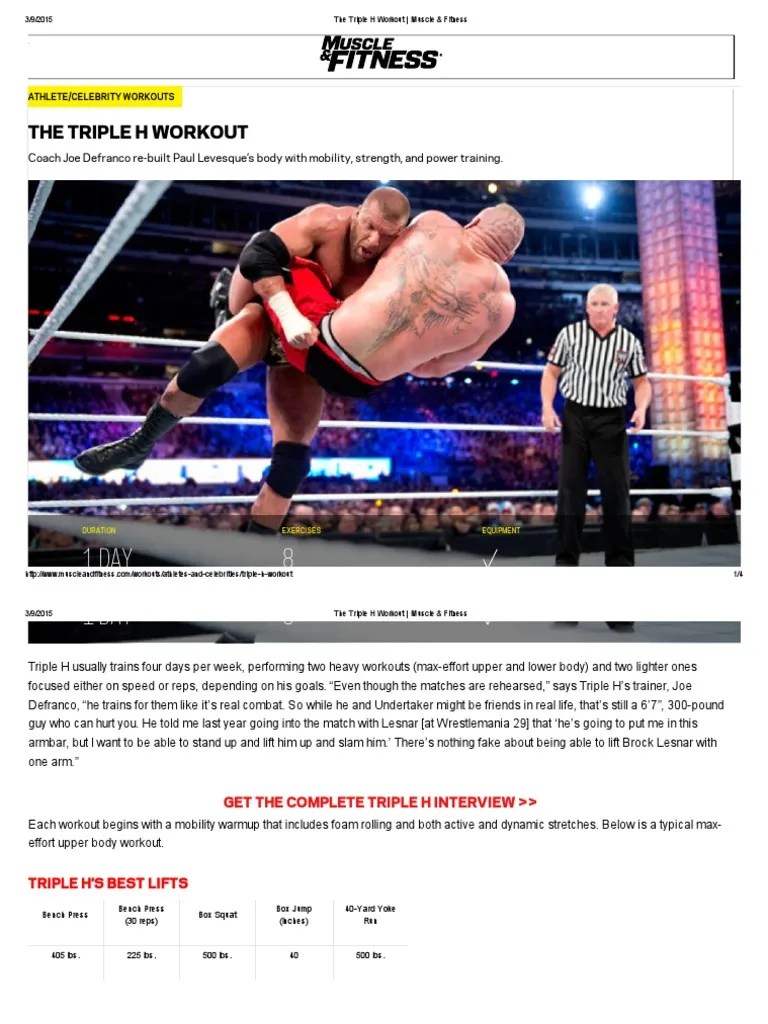 The Triple H Workout _ Muscle &amp; Fitness Recreation Sports
