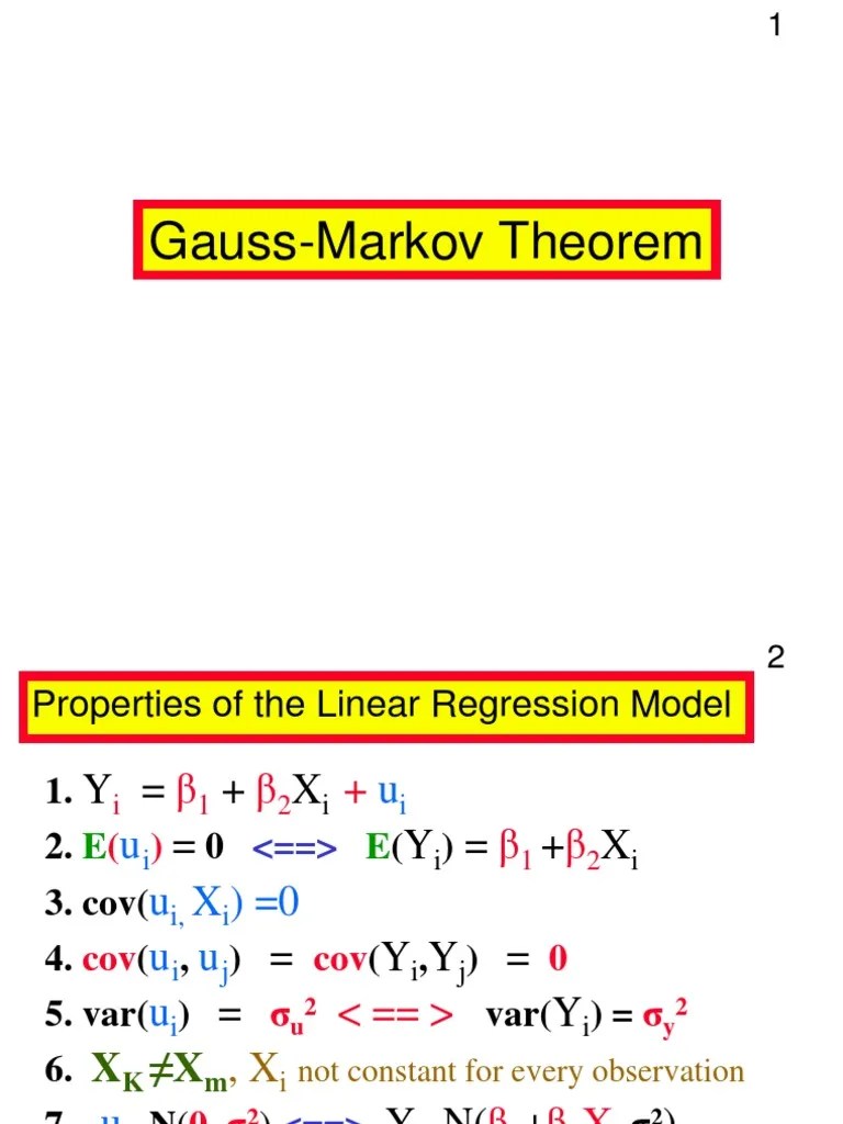 ECONF241 GaussMarkov Theorem Estimator Bias Of An Estimator