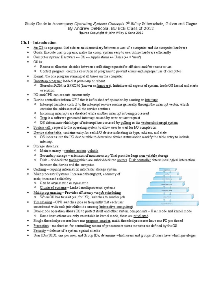 Operating System Concepts 9th edition Study Guide File System