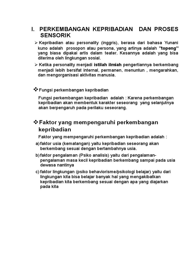 Perkembangan Kepribadian | PDF