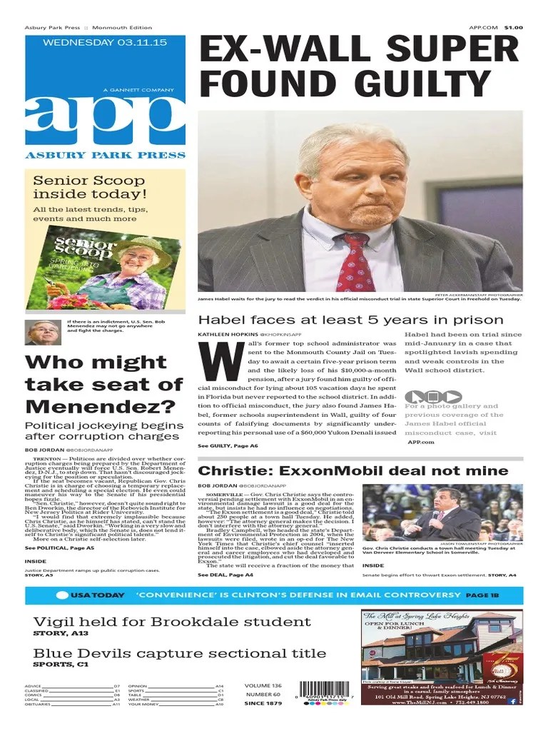 Asbury Park Press Front Page Wednesday, March 11 2015 PDF Chris(01)