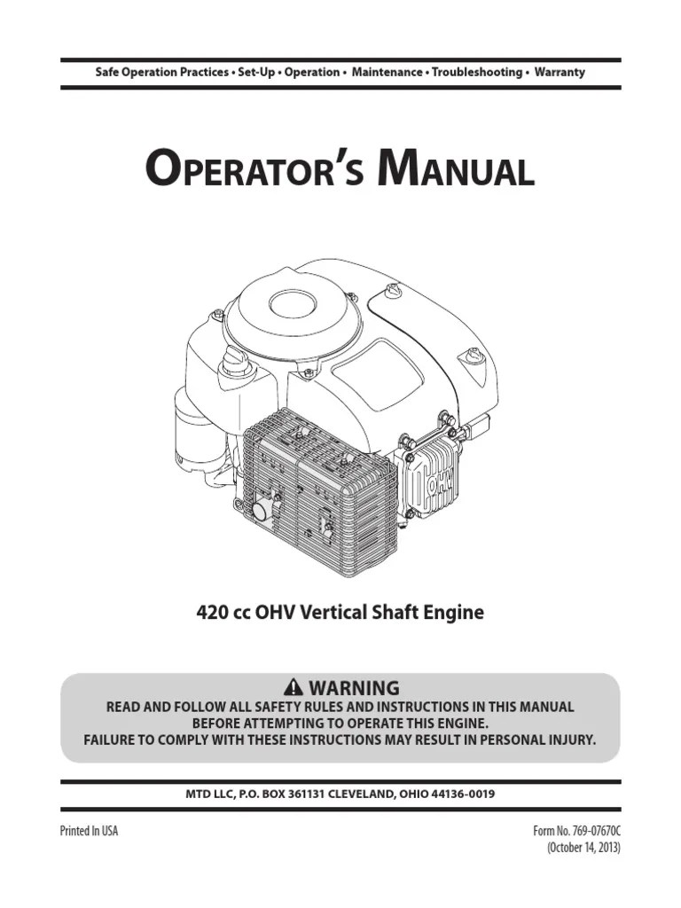 769-07670c (780 MTD LAWN TRACTOR) | PDF | Internal Combustion Engine