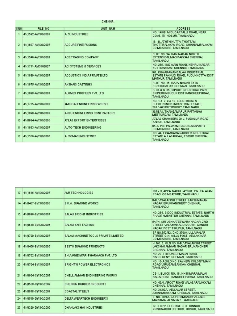 CHENNAI Directory Tamil Nadu