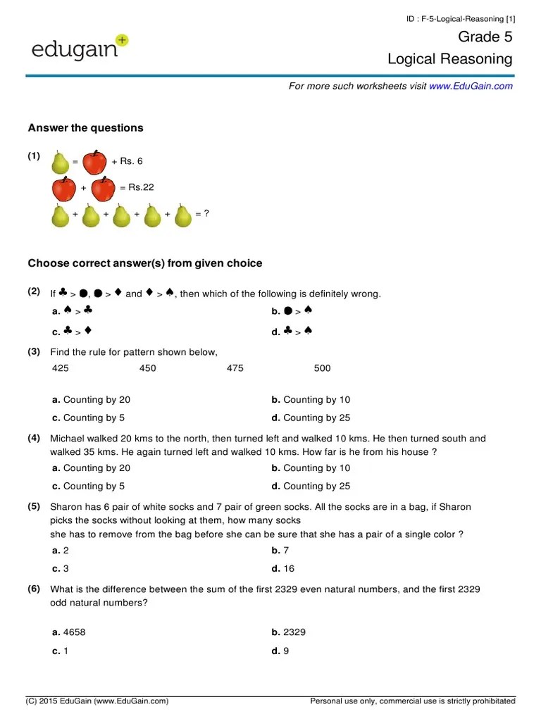 Grade5LogicalReasoning.pdf Physics & Mathematics Mathematics