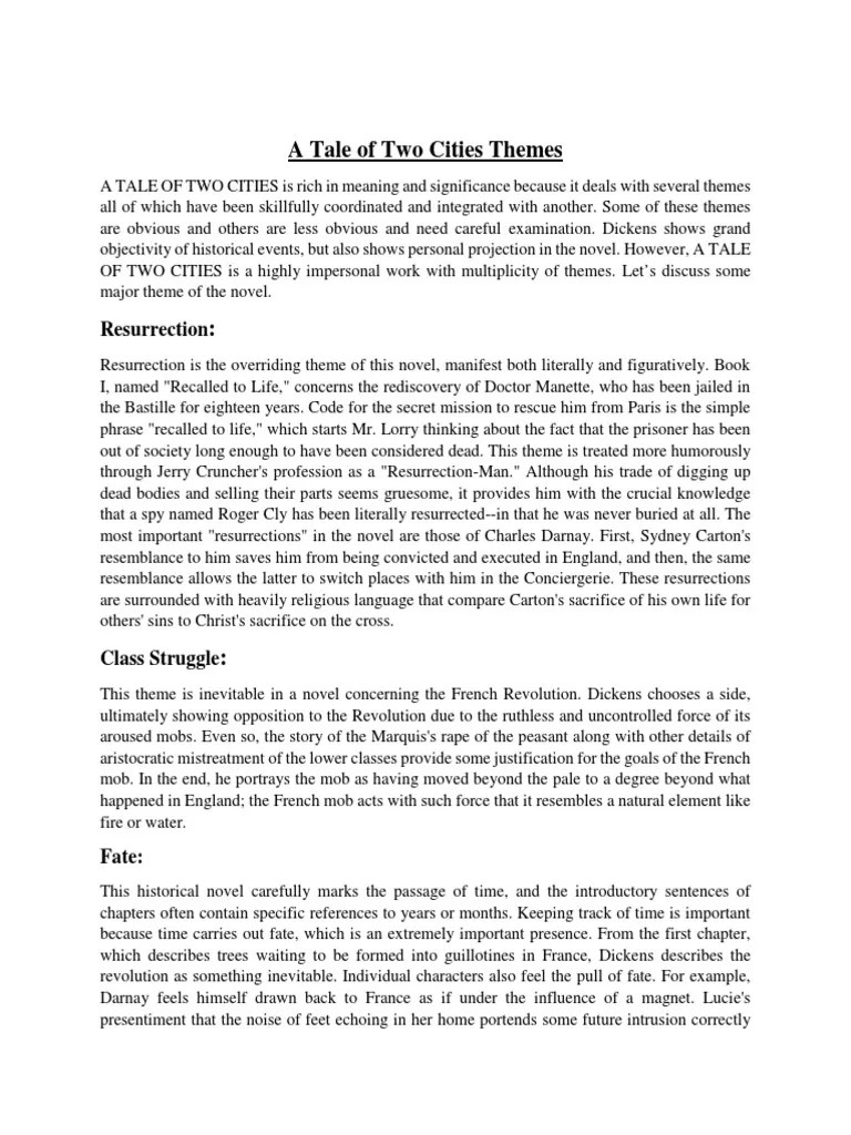 A Tale of Two Cities Themes A Tale Of Two Cities