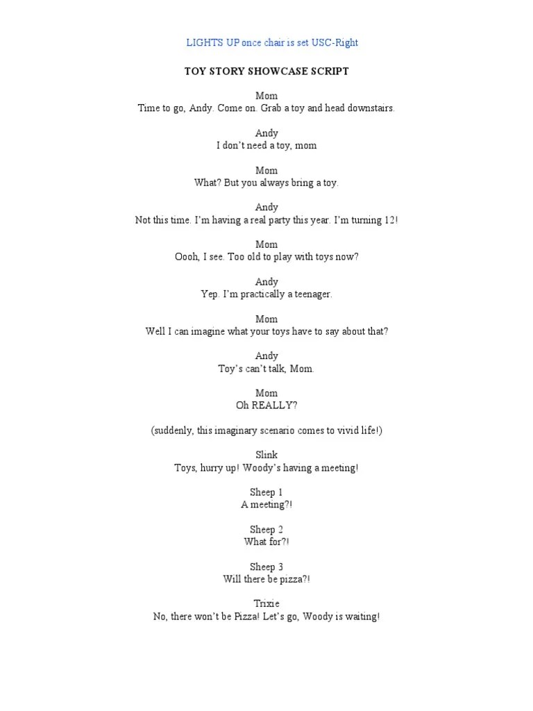 Toy Story Showcase Script Leisure