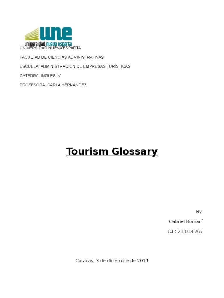 Tourism Glossary PDF Tourism Travel Agency