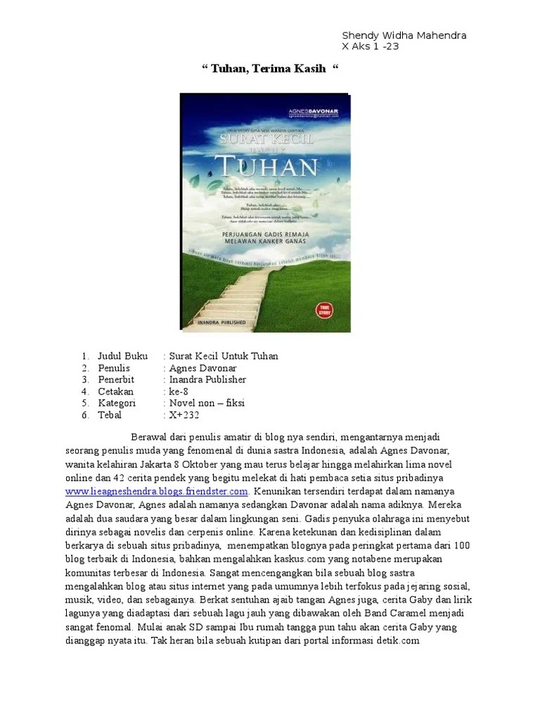 Gambar Buku Novel Surat Kecil Untuk Tuhan Info Terkait