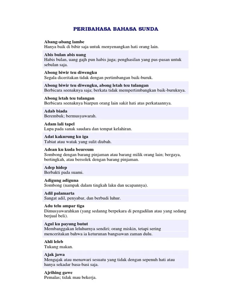 Peribahasa Bahasa Sunda | PDF