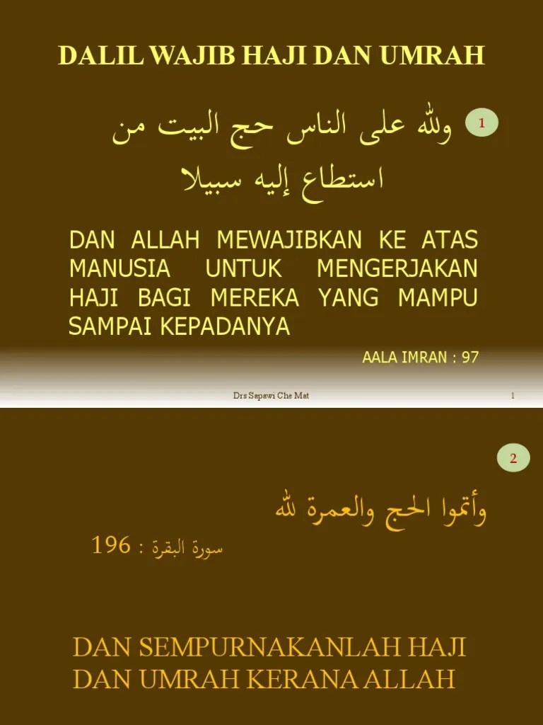 6 Dalil Wajib Haji Dan Umrah