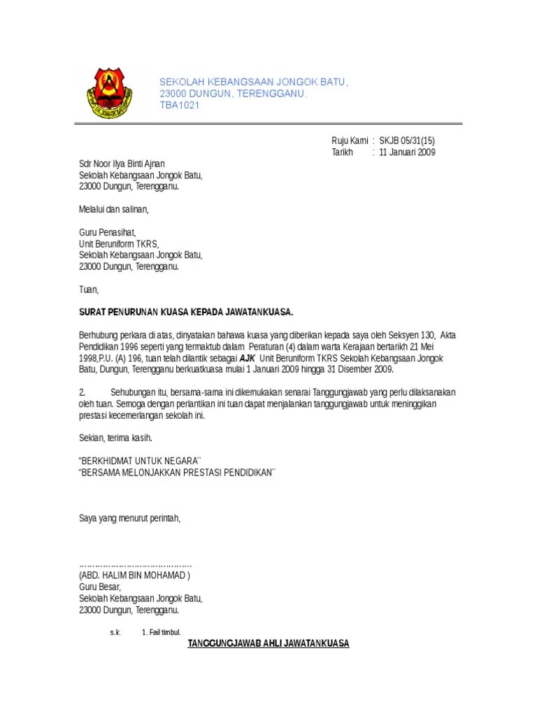 Rasmi Contoh Surat Penurunan Kuasa - Contoh Surat Makluman Pelantikan Contoh Surat