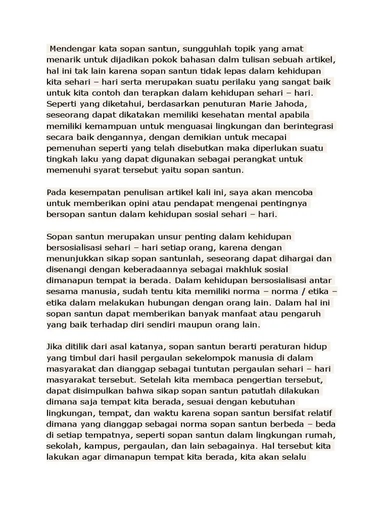 Mendengar Kata Sopan Santun | PDF