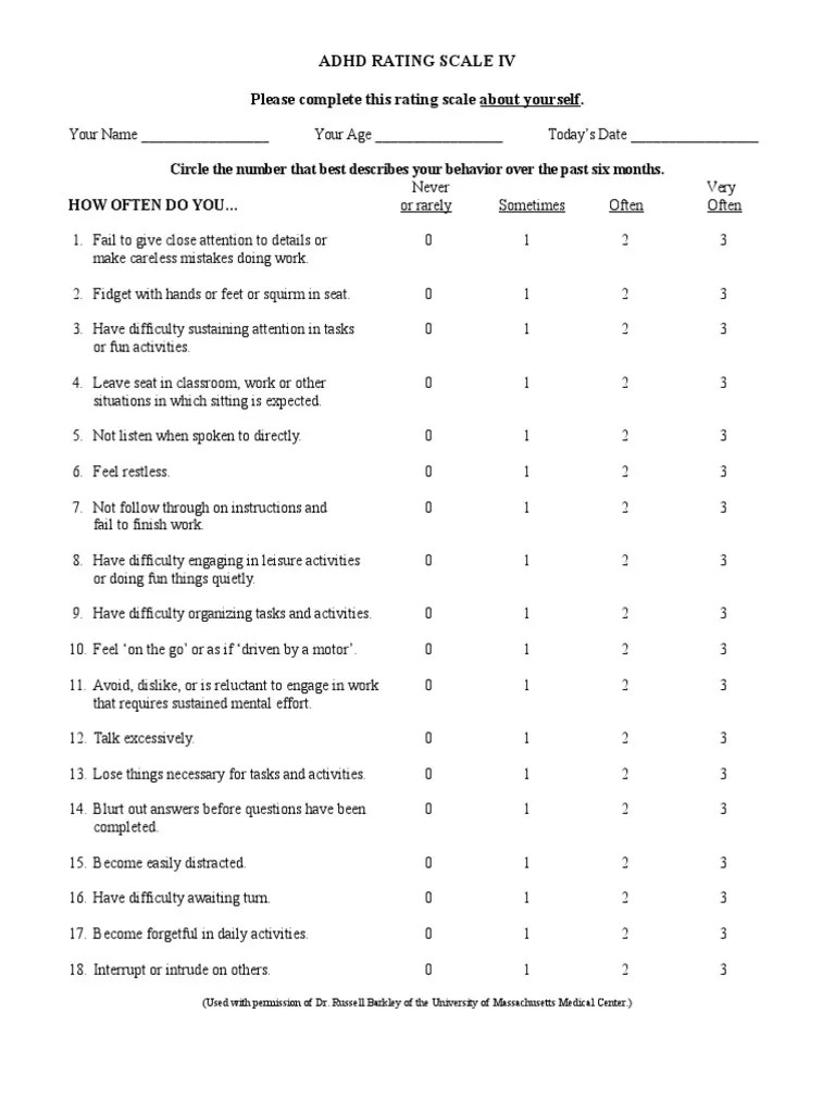 Barkley Adult Adhd Rating Scale