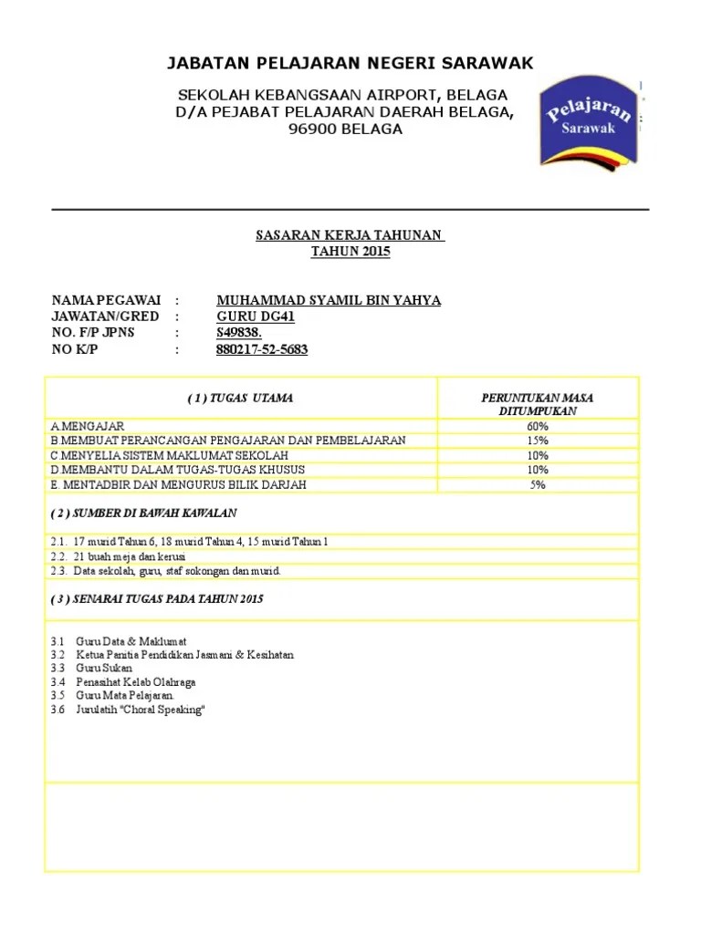 sasaran kerja tahunan 2015