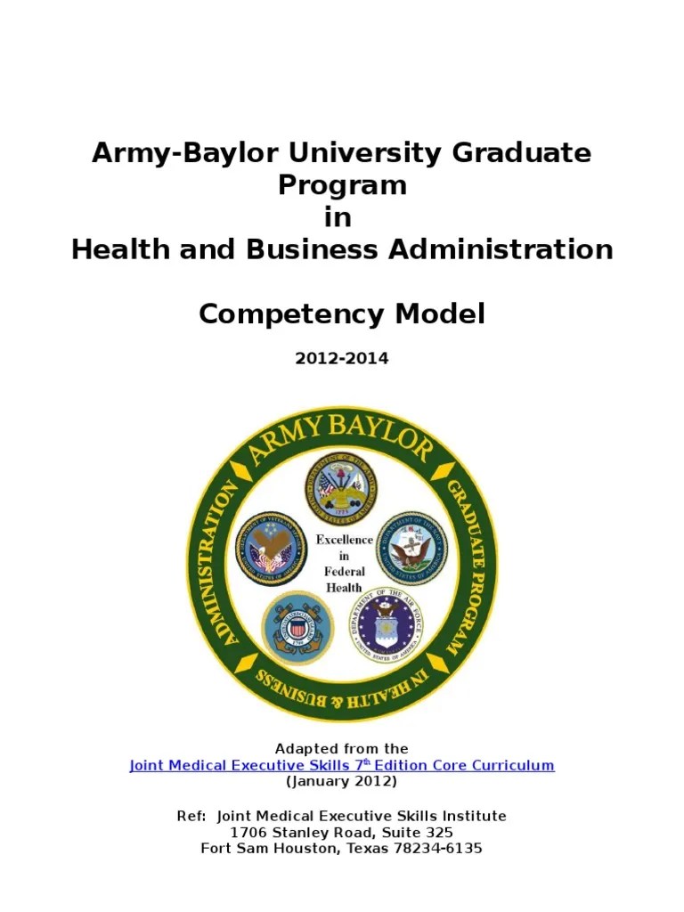 armybaylor mha competency model aligned with jmes Leadership