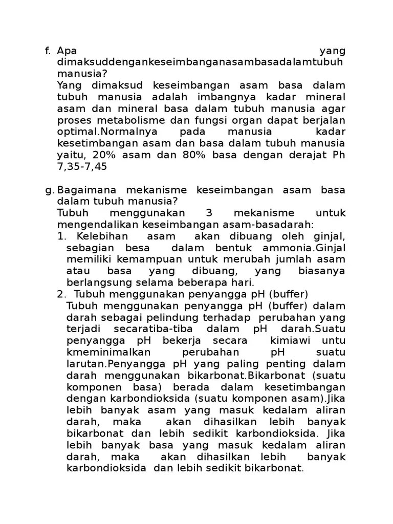 Apa Yang Dimaksud Dengan Keseimbangan Asam Basa Dalam Tubuh Manusia | PDF
