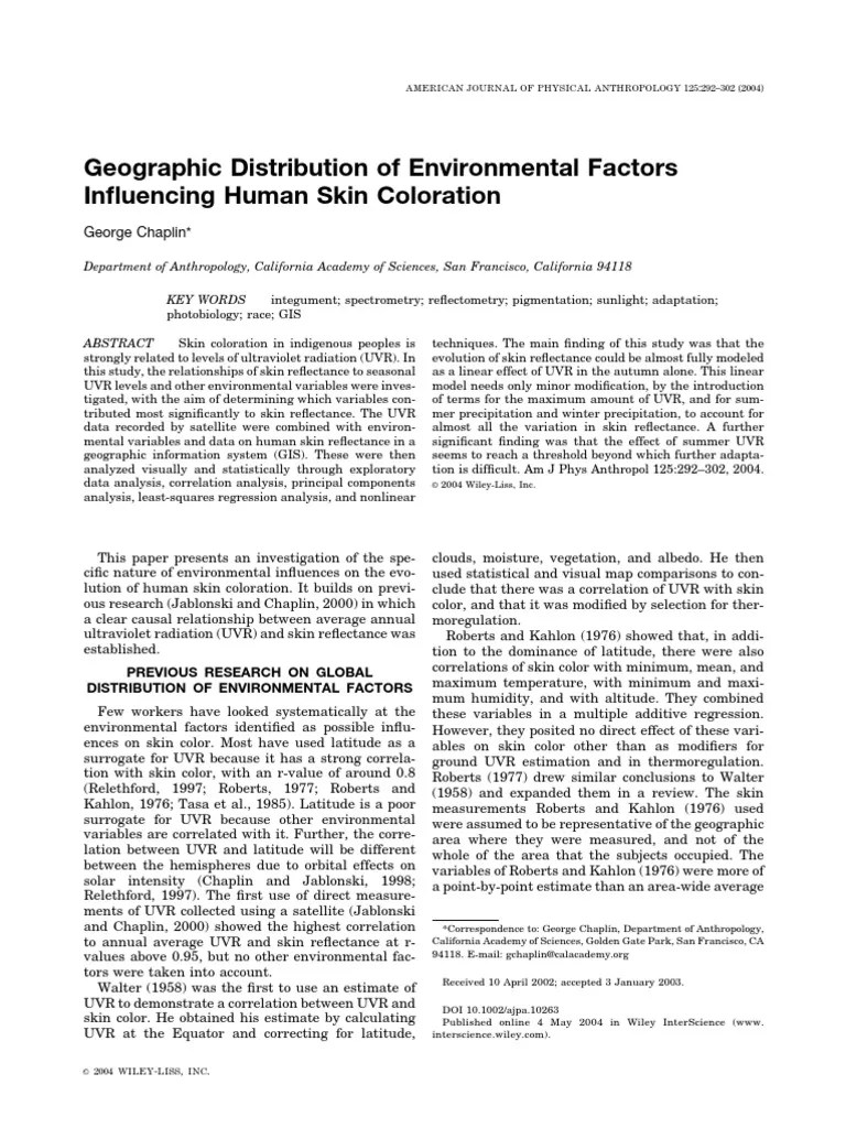 Geographic Distribution of Environmental Factors Influencing Human Skin