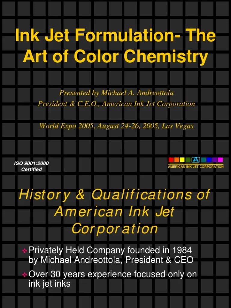 Inkjet Ink FormulationThe Art of Color Chemistry Ink Oxygen