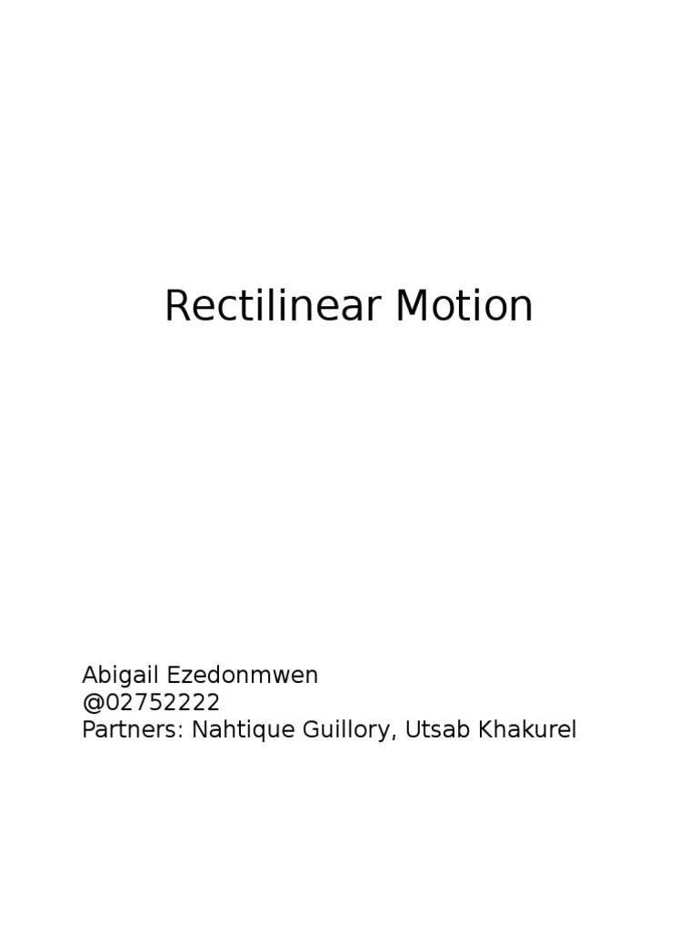 Rectilinear Motion Lab PDF