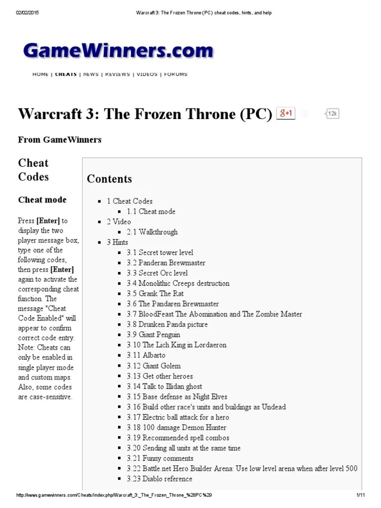 Warcraft 3_ The Frozen Throne (PC) cheat codes, hints, and help.pdf