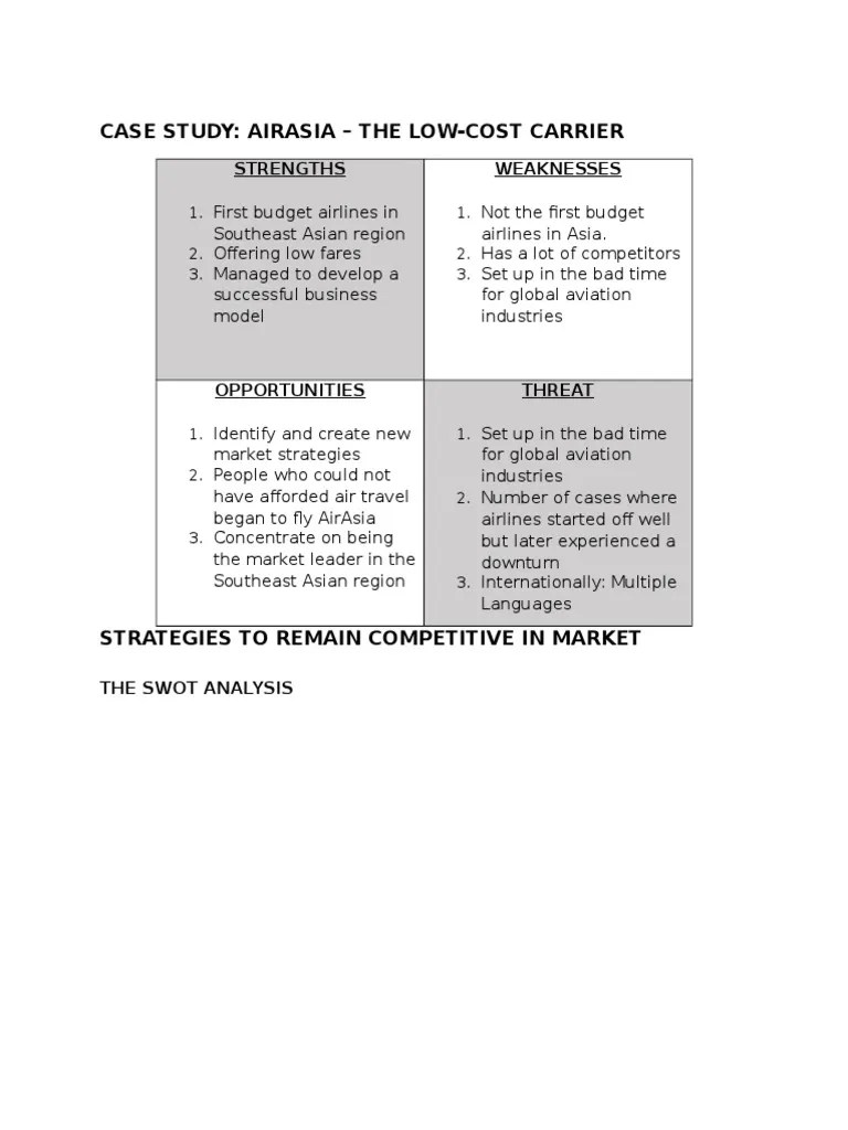 AIRASIA The Low Cost Carrier PDF Low Cost Carrier Airlines