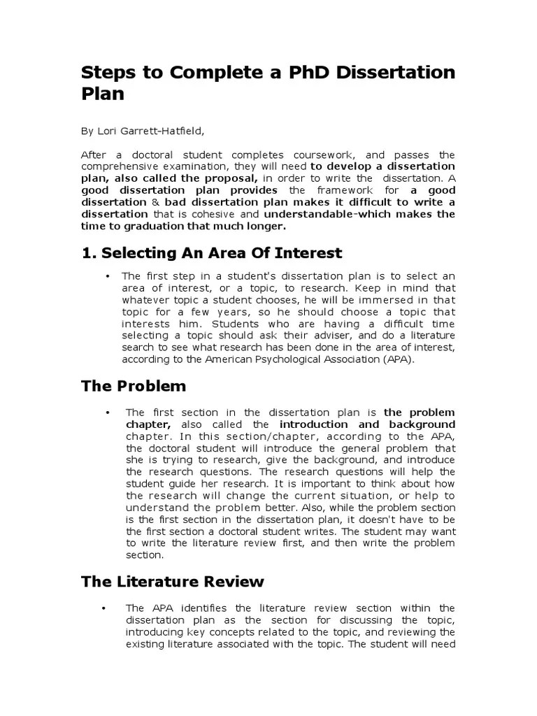 Steps to Complete a PhD Dissertation Plan Literature Review Thesis