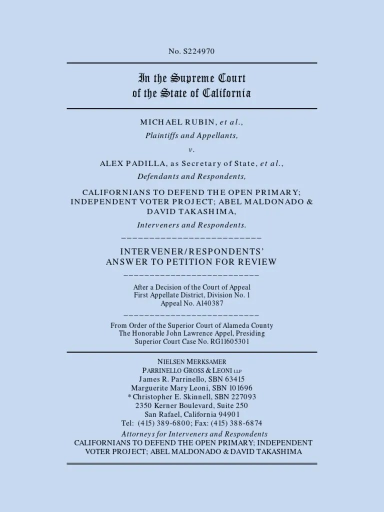 California to Defend Open Primary Primary Election Nonpartisan