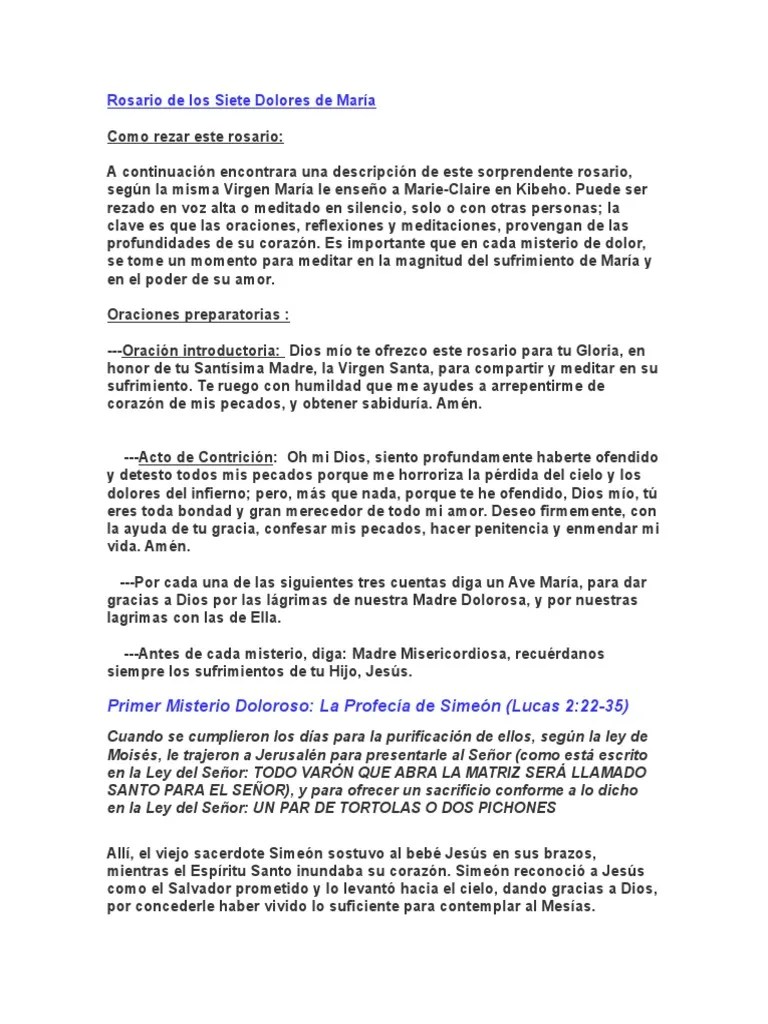 Rosario de Los Siete Dolores de María María, madre de Jesús Padre