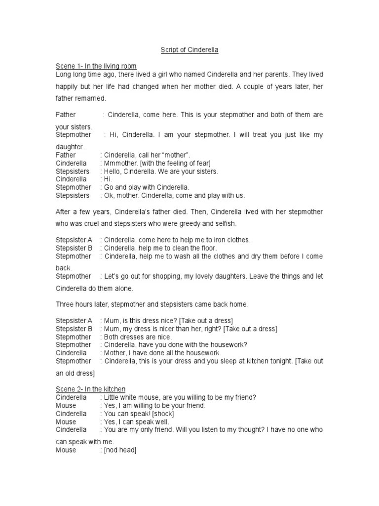 Cinderella Script Cinderella