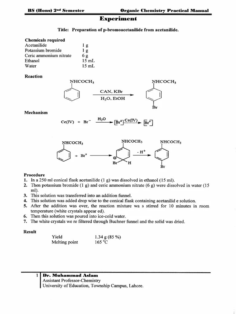 Perparation of PBromoacetanilide From Acetanilide) PDF
