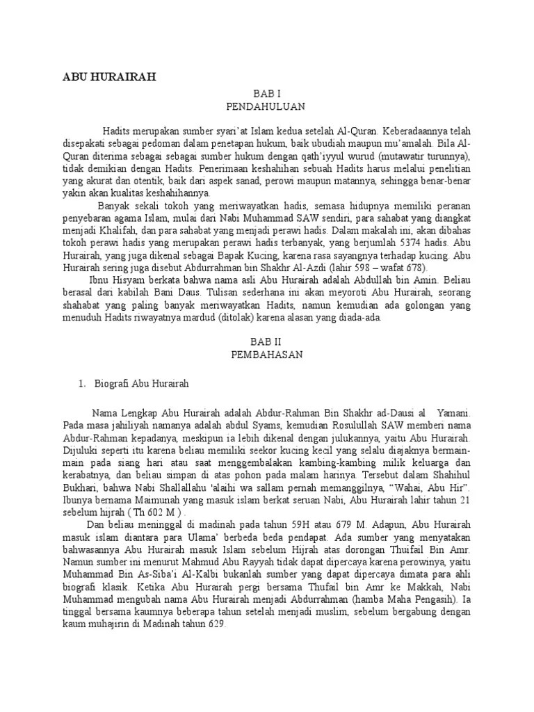 Biografi Abu Hurairah | PDF