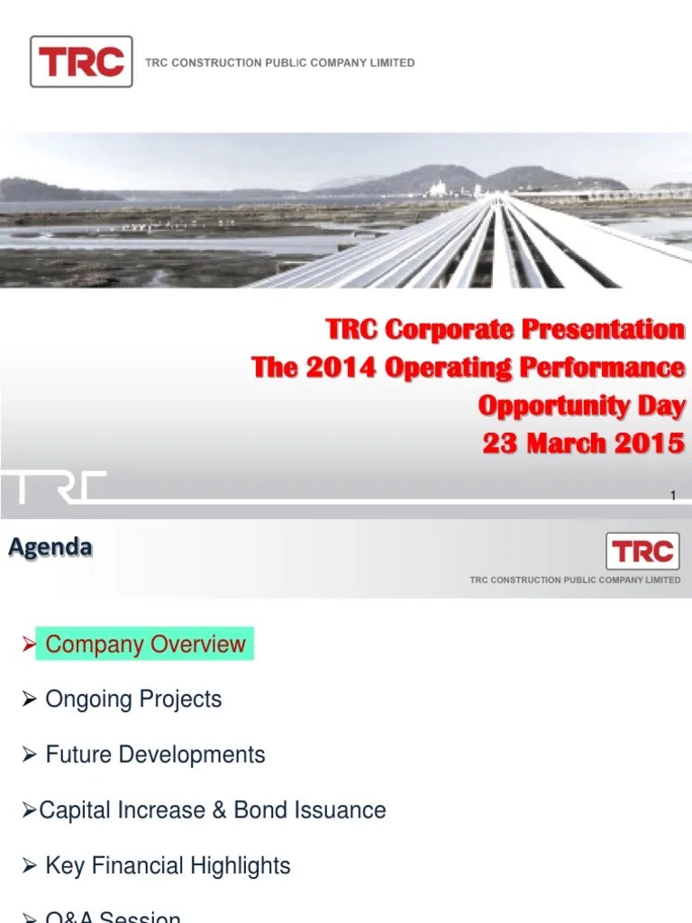 TRC Construction Opportunity Day Dividend Stocks