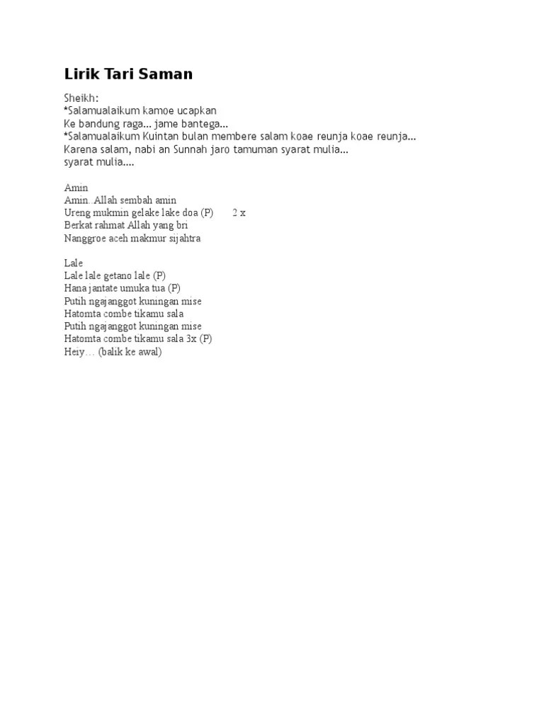 Lirik Tari Saman | PDF