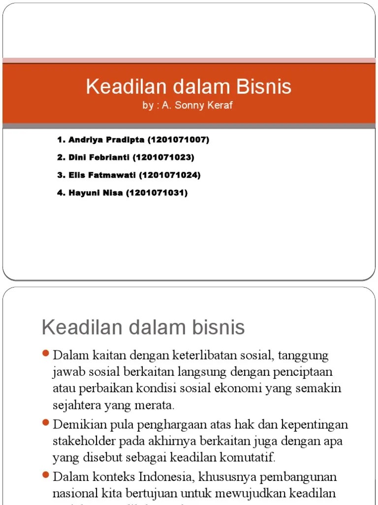 Keadilan Dalam Bisnis | PDF