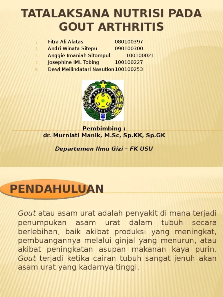 Tatalaksana nutrisi pada gout arthritis.pptx