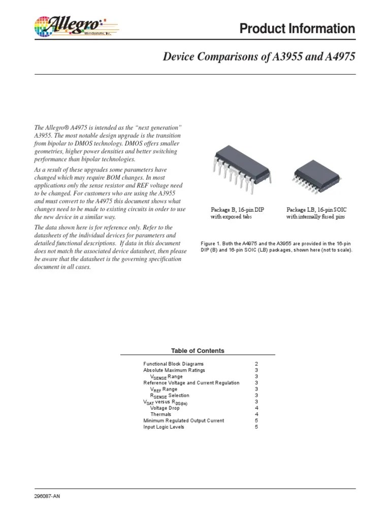 AN296087 A3955 To A4975 Application Note PDF Bipolar Junction