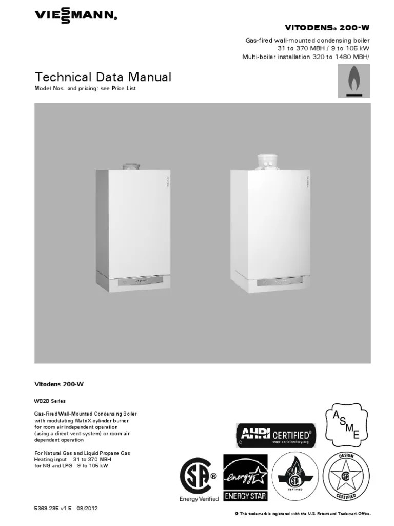 Vitodens-200-W Technical Data Manual | PDF | Water Heating | Boiler