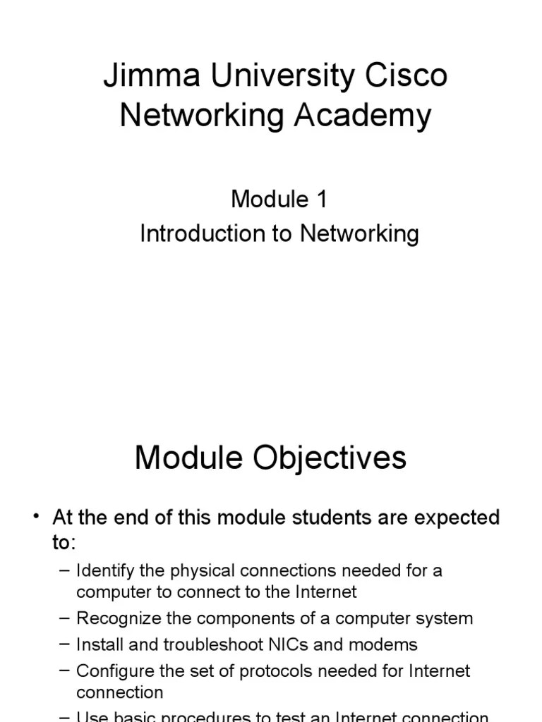 Module 1 Introduction To Networking Presentation PDF Network
