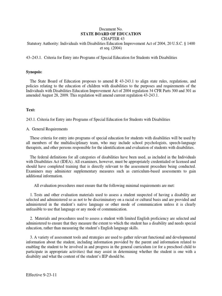 SC Eligibility Requirement PDF Individualized Education Program