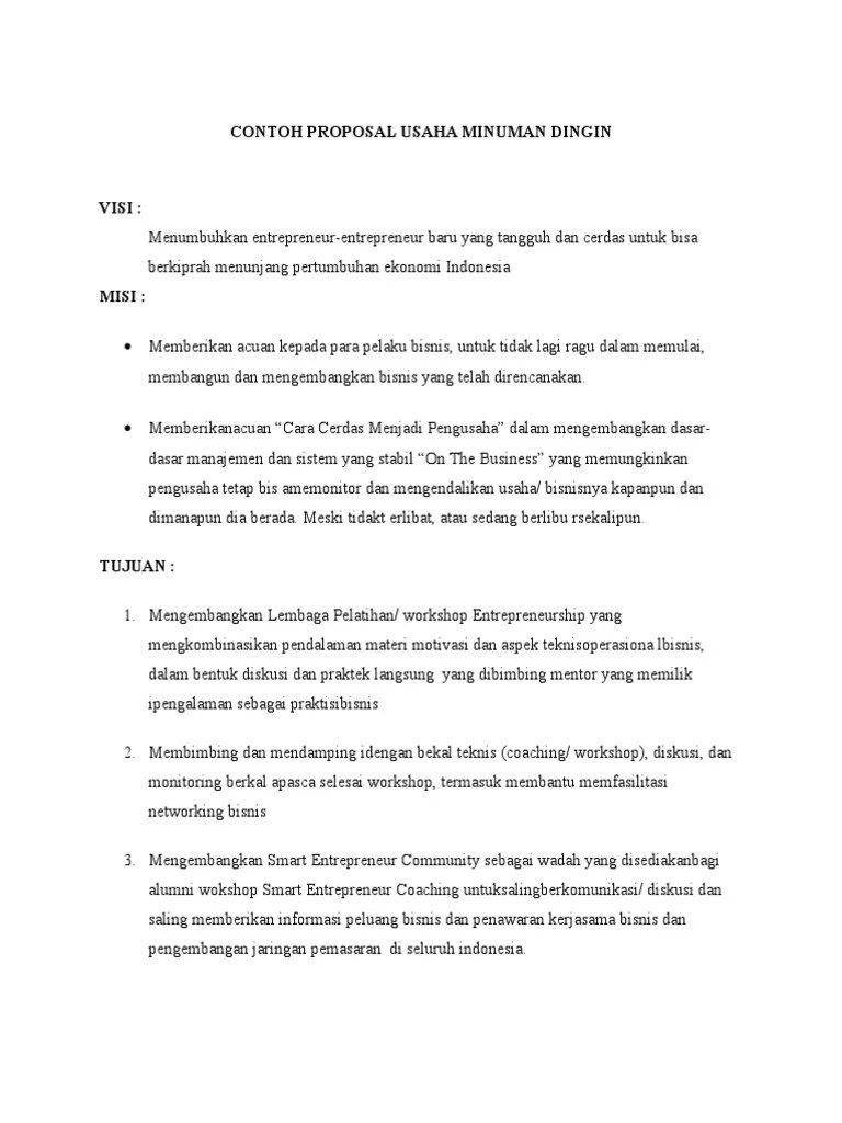 Contoh Proposal Usaha Minuman Dingin